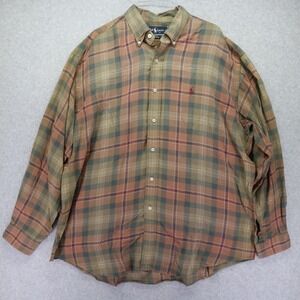 Ralph Lauren Shirt Mens Large Blake Pony Casual Button Up Plaid Long‎ Sleeve